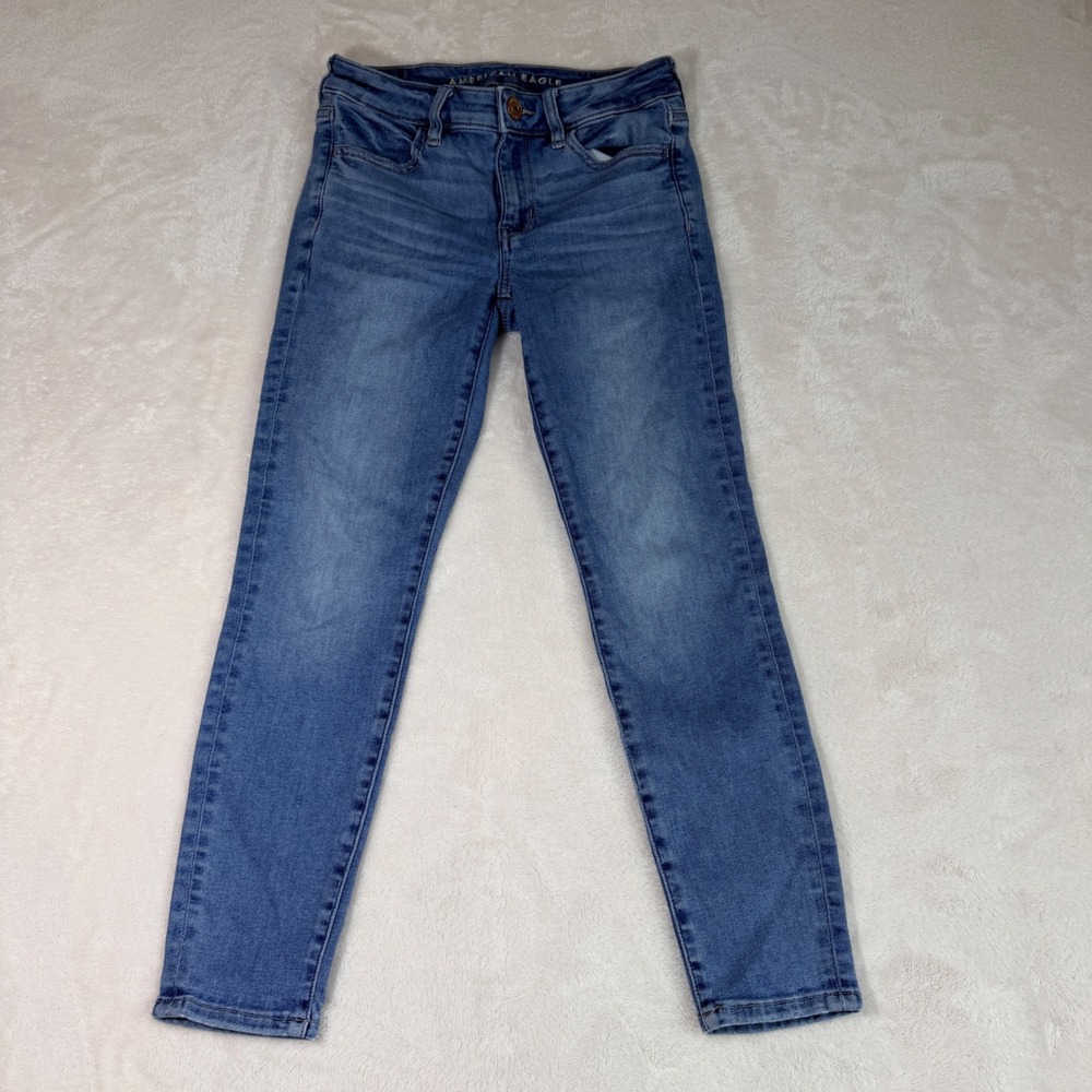 American Eagle Next Level Stretch Skinny Jeans Womens 2 Short Medium Wash